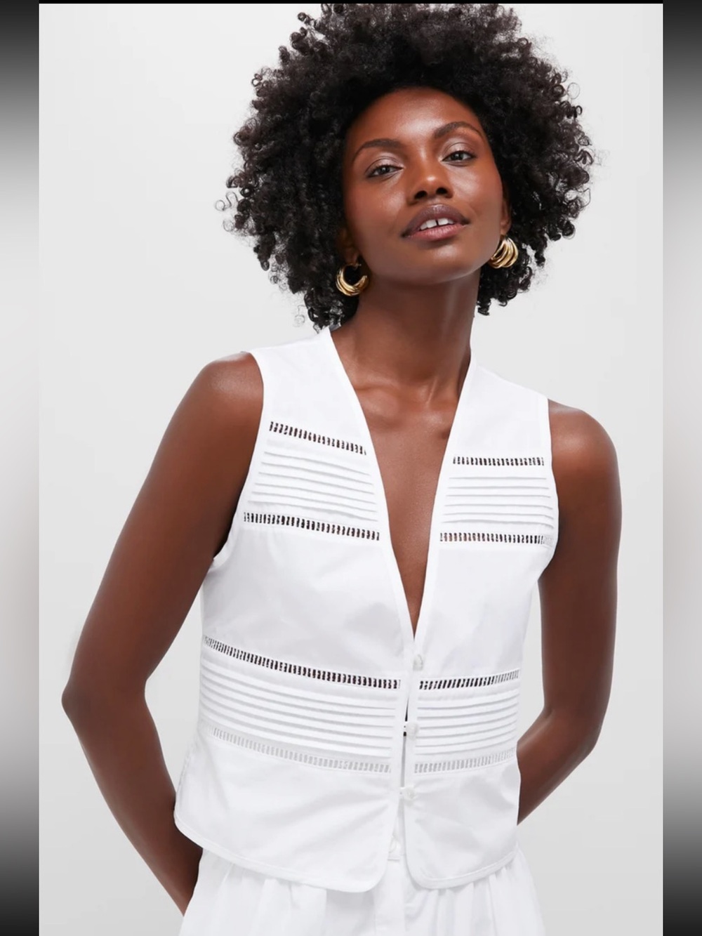 🆕 Loretta Caponi Tuckernuck Ostuni Giannina Sleeveless Cotton Vest Top Italy XS